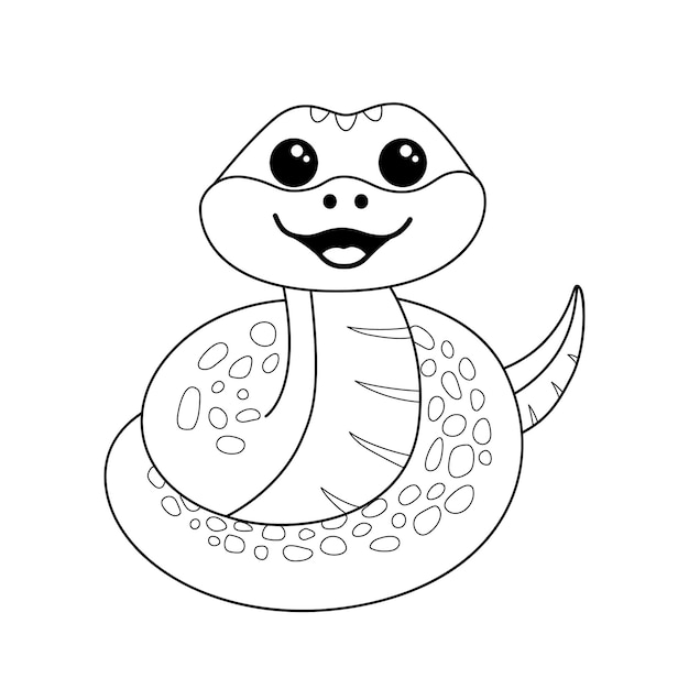 Libro da colorare Serpente allegro Serpente bianco e nero Colora me Illustrazione vettoriale isolata eps 10