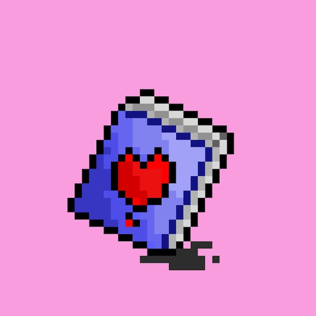 libro di copertina d'amore con stile pixel art