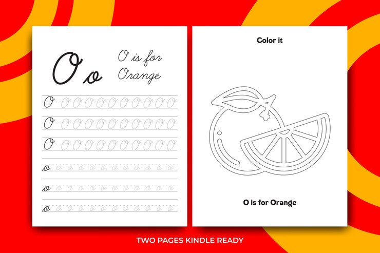 Libro di tracciamento e colorazione di lettere corsive per bambini