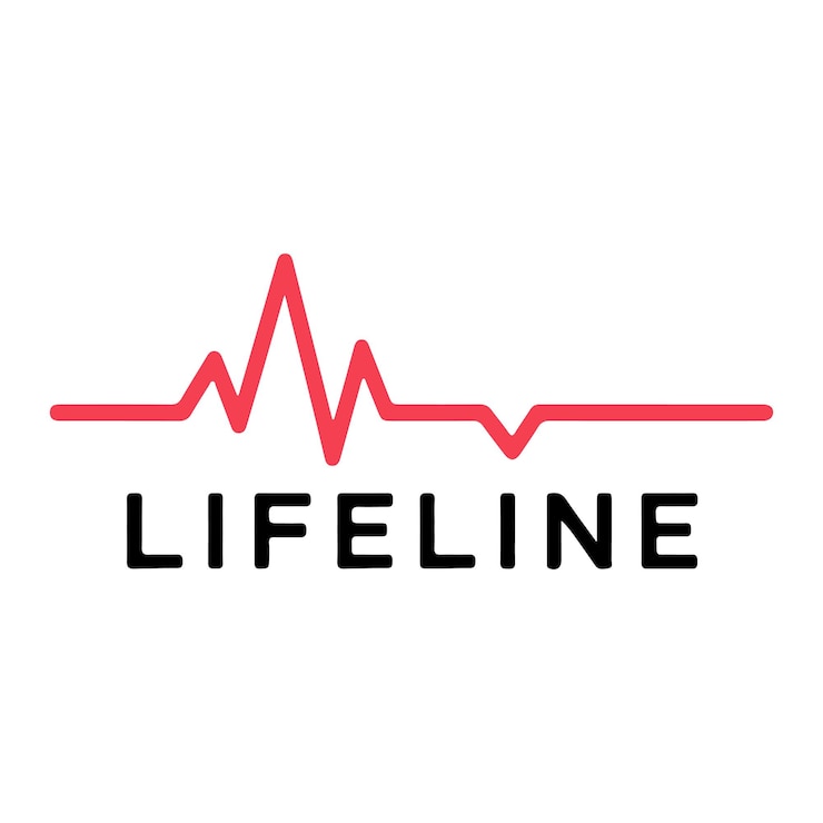 Vettore life line logo design per l'assistenza sanitaria medica illustrazione vettoriale dei simboli rossi del battito cardiaco