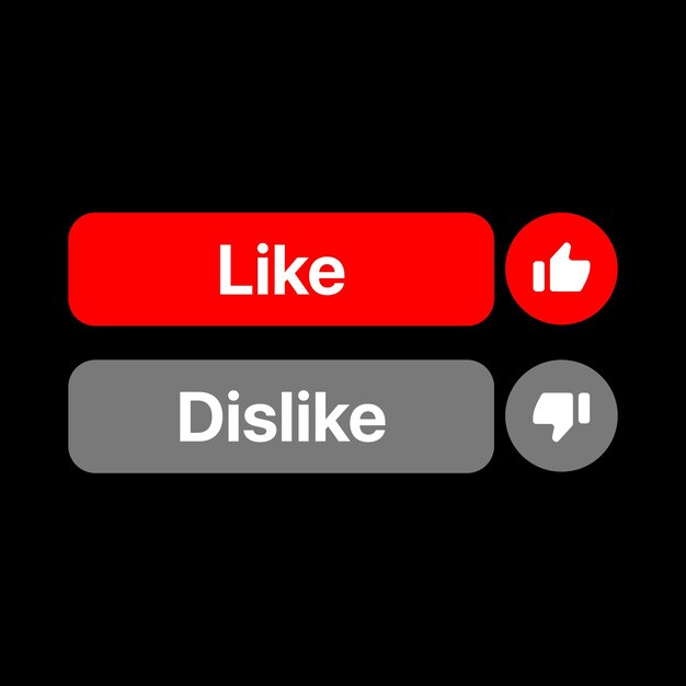 Like button dislike button Elemento di sovrapposizione dei social media