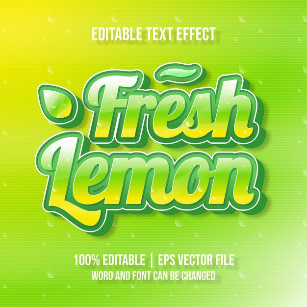 Limone fresco testo modificabile effetto frutta concetto premium vector
