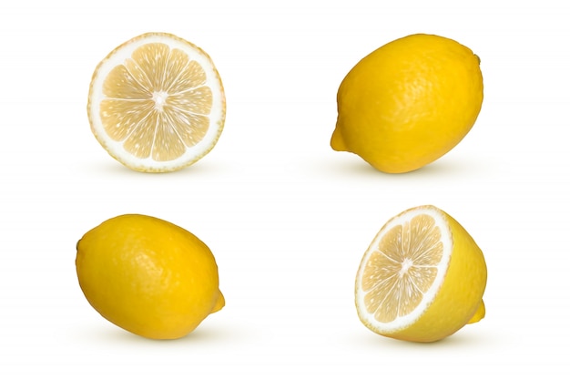 Limone realistico isolato. Frutto giallo fresco