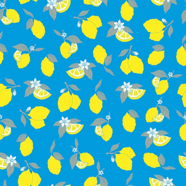 Limoni con motivo vettoriale senza cuciture e limoni a fette su sfondo rosa Modello di limone estivo per pagine Web di inviti di tessuto di carta in tessuto di sfondo