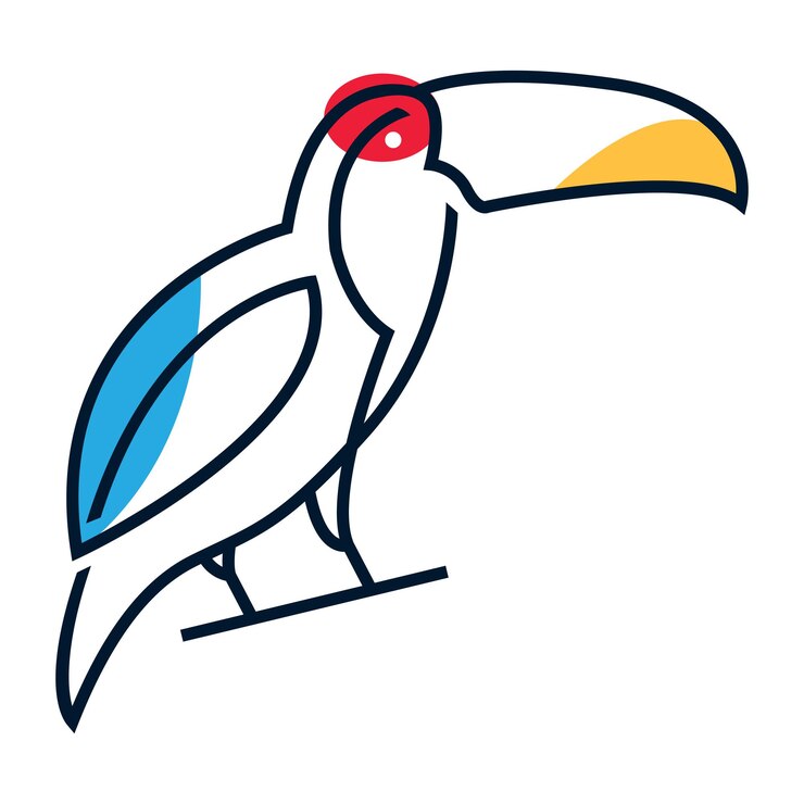 Vettore line art moderno uccello astratto toucan logo design grafico vettoriale icona simbolo illustrazione idea creativa