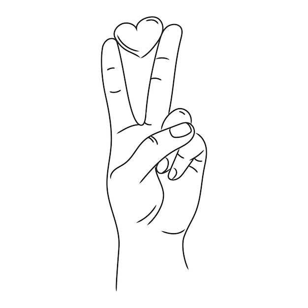 Line art segno di pace ottimo design per qualsiasi scopo illustrazione vettoriale Gesto della mano segno V Design