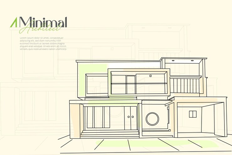Line art Ventage Illustrazione architettura sfondo design