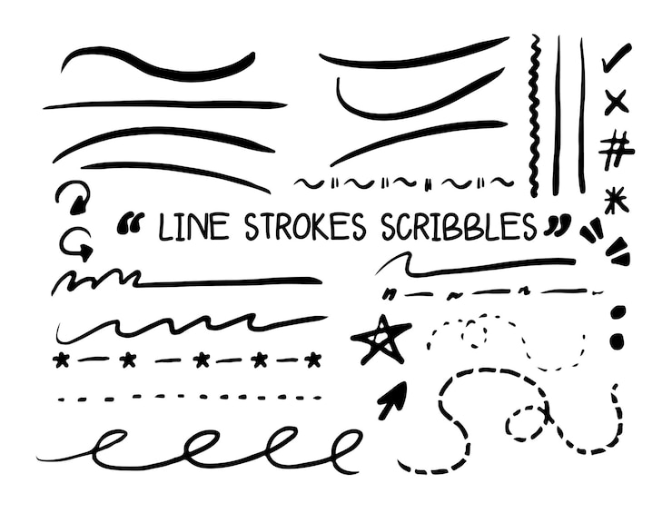 Vettore line strokes scribbles