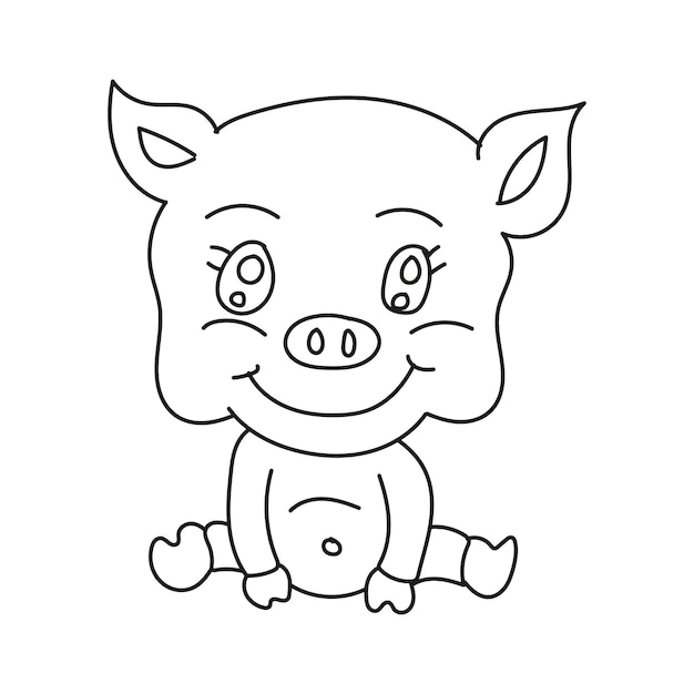 Linea animale carina disegnata a mano arte