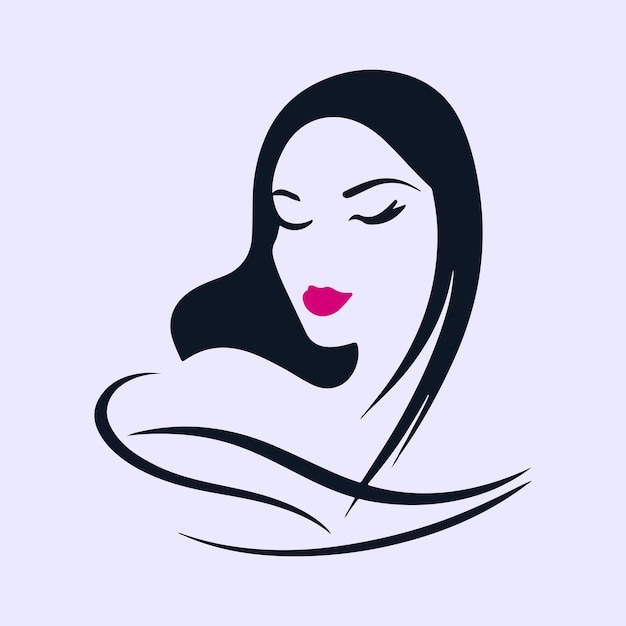 Linea arte bellezza donna viso logo design