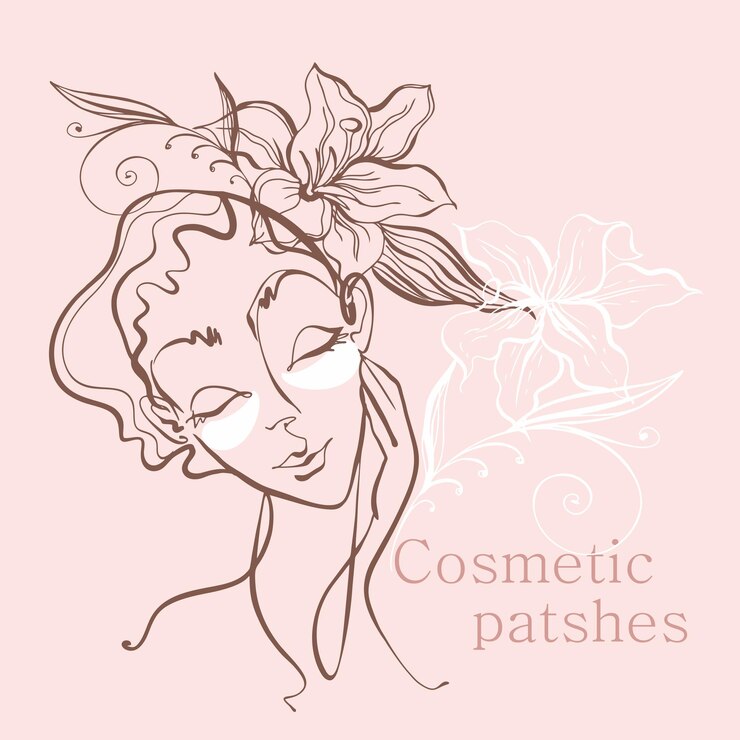 Vettore linea artistica. il viso della ragazza è disegnato con una linea. patch per il viso. logo di cosmetologia. salone di bellezza. vettore