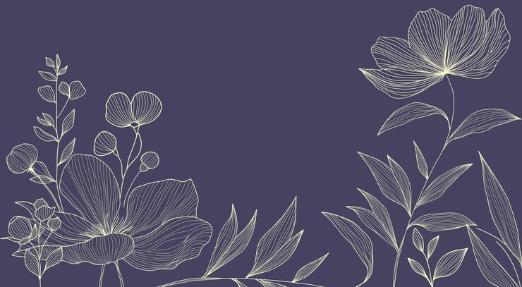 Vettore linea botanica di forno con fiori e foglie