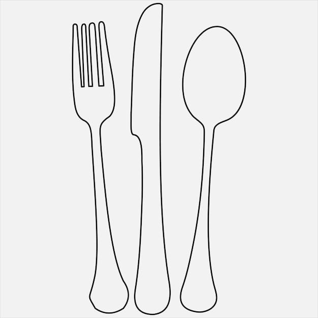 Linea continua a mano disegno vettoriale illustrazione arte del cucchiaio Una linea a mano disegnato vettore del contorno del cucchio