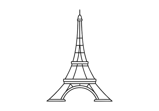Linea continua dell'arte della Torre Eiffel Illustrazione minimalista del punto di riferimento di Parigi