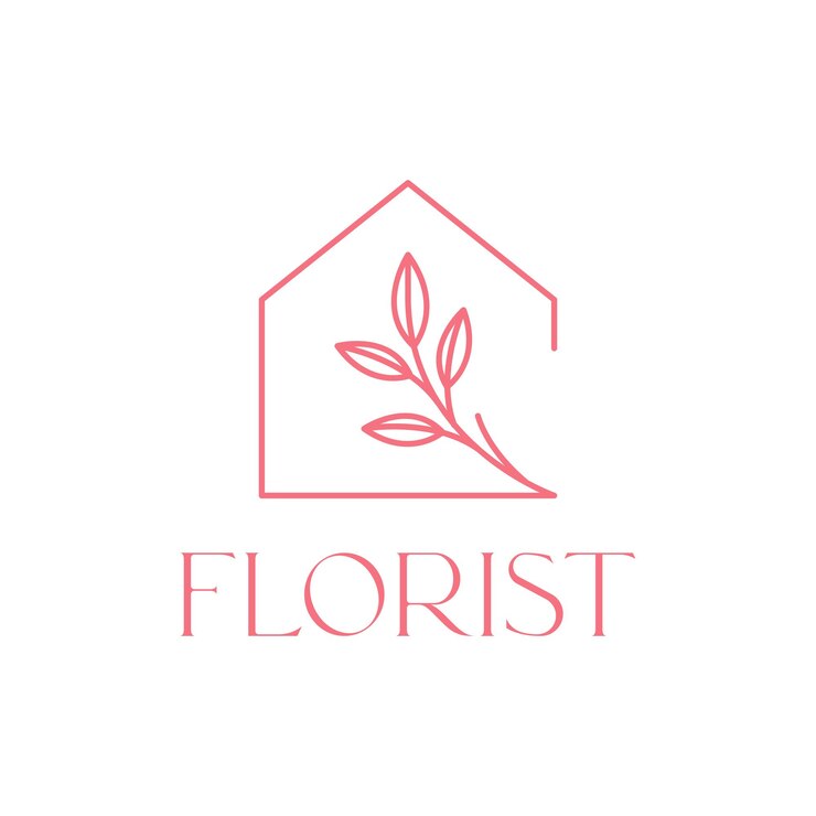 linea di casa di fiori design di logo minimalista vettoriale