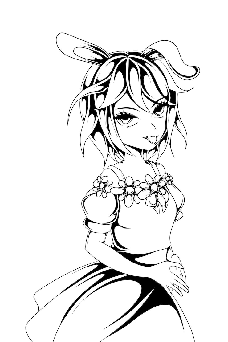 Vettore linea di illustrazione di anime di pasqua arte