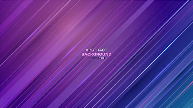 Linea diagonale astratta a strisce colorate con luce che brilla su sfondo sfumato blu viola