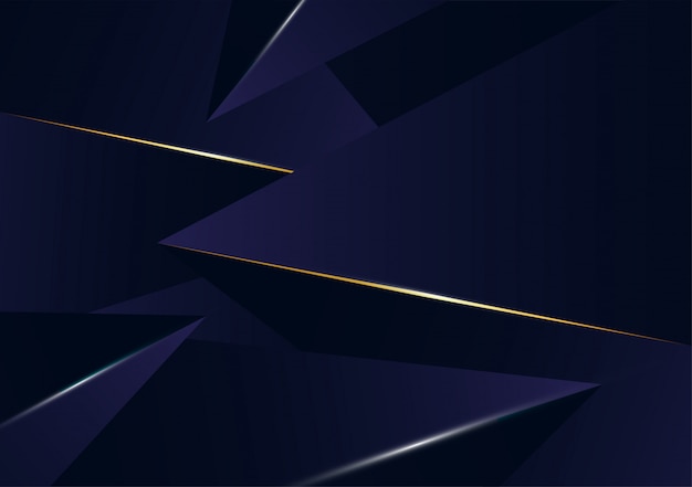 Linea dorata di lusso del modello poligonale astratto con blu scuro