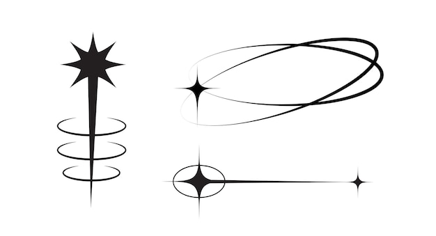 Linea estetica con stelle Minimalista Futurista Streetwear stile Y2k Elemento futuristico retro