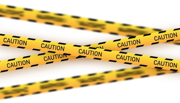 Linea gialla della polizia. Nastro giallo sulla scena del crimine. nastri di pericolo. Illustrazione di riserva di vettore.