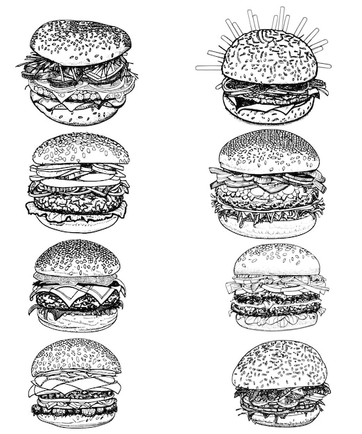 linea hamburger schizzo disegnato a mano
