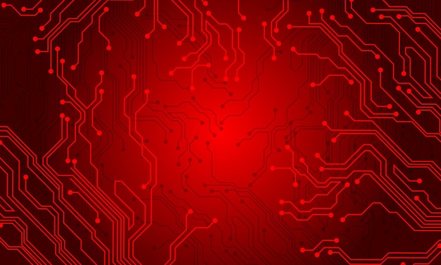 Linea rossa circuito computer tecnologia sfondo futuristico design vettore creativo
