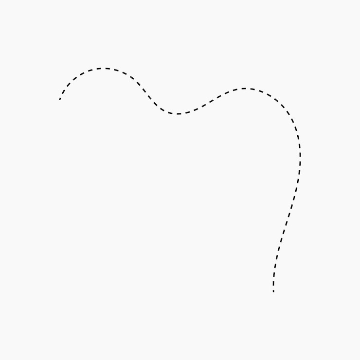 Vettore linea tratteggiata curva