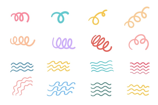 Linee a spirale disegnate a mano per decorare carte in stile minimalista