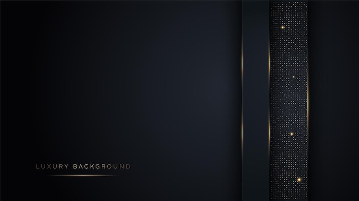 Vettore linee astratte di lusso in nero e oro con sfondo astratto punteggiato di glitter elegante