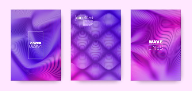 Linee curve 3d nella collezione di copertine sfumate astratte
