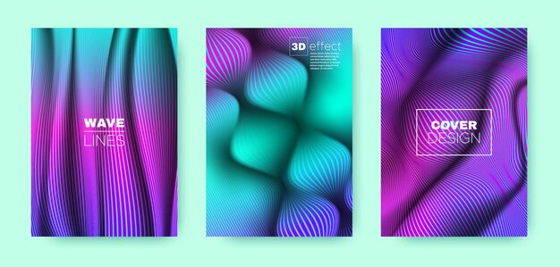 Linee curve dell'onda astratta della raccolta del manifesto 3d