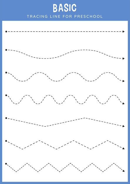Linee di base Tracing Line per la scuola materna Educational Printables foglio di lavoro per bambini