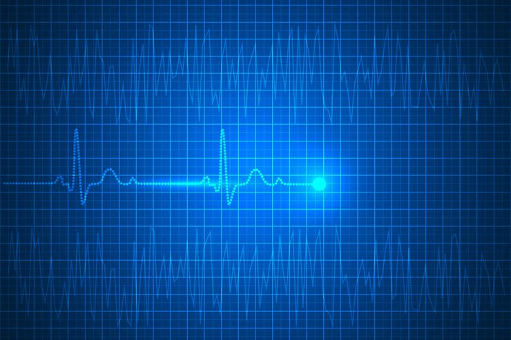 Linee di battito cardiaco sfondo astratto. sfondo della tecnologia dell'innovazione del test del polso.