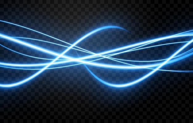 linee di luce incandescente. Luce al neon, luce elettrica, effetto luce png. Golden line light png, bagliore magico, splendore.