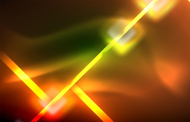Linee di luce luccicanti al neon su un modello tecnico moderno nero