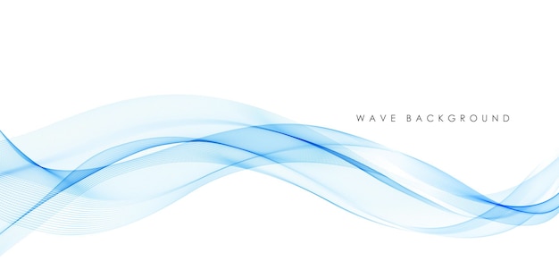 Linee di onda fluente colorato blu astratto di vettore isolate su priorità bassa bianca