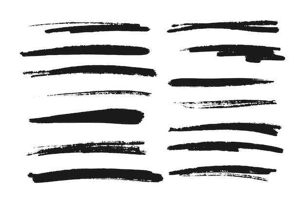 Linee di pennello della collezione di evidenziatori isolate sullo sfondo bianco