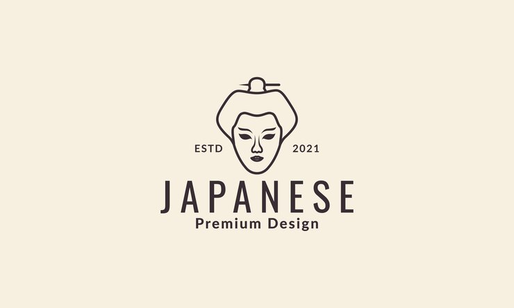 Linee donne testa giappone cultura logo simbolo icona vettore illustrazione design
