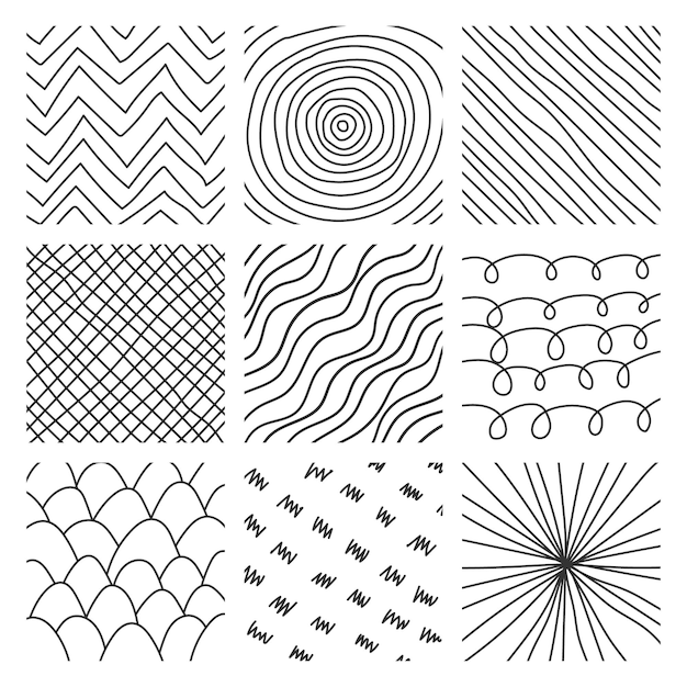 Linee e tratti scritti a mano in stili diversi Perfetto per scritte e texture