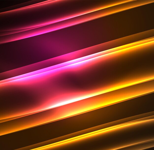Linee energetiche onde luminose nello sfondo astratto vettoriale scuro. Modello di progettazione di presentazione aziendale o tecnologica vettoriale o modello di volantino o banner Web geometrico