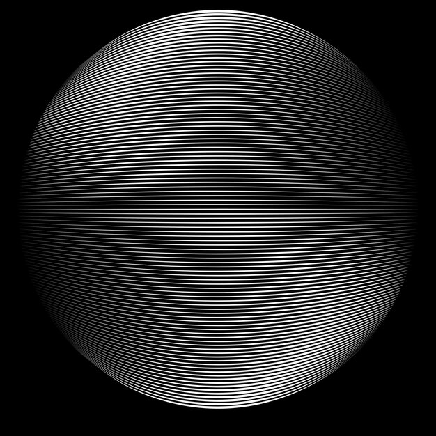 Linee in forma sferica. Logo vettoriale. Sfera tecnologica. elemento di design 3d. Forma circolare.