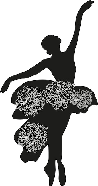 Linee nere della ballerina di ballo dell'acquerello. Ballerina danzante isolata. Perf di balletto classico disegnato a mano