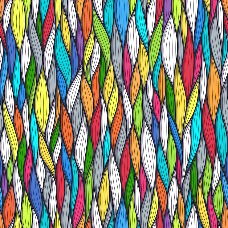 Vettore linee ondulate astratte senza cuciture set di motivi floreali organici come l'illustrazione vettoriale