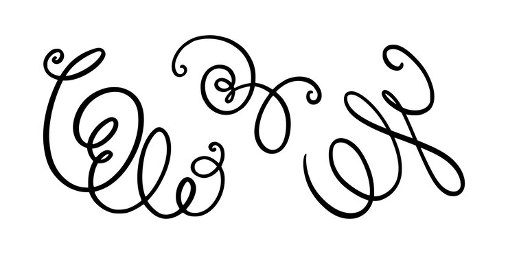 Vettore linee ondulate e vorticose set di vortici calligrafici disegnati a mano illustrazione vettoriale in stile doodle