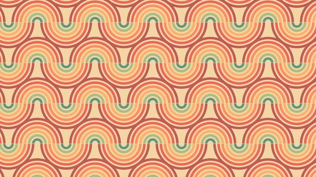 linee ondulate groovy arcobaleno astratte strisce retrò stile anni '70 con texture grunge