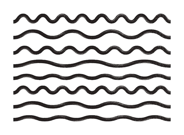 Linee ondulate grunge nere in grassetto Abstract zigzag textured brush wave vector strokes