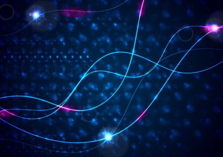 Vettore linee ondulate lucide al neon retrò anni '80 astraggono sfondo