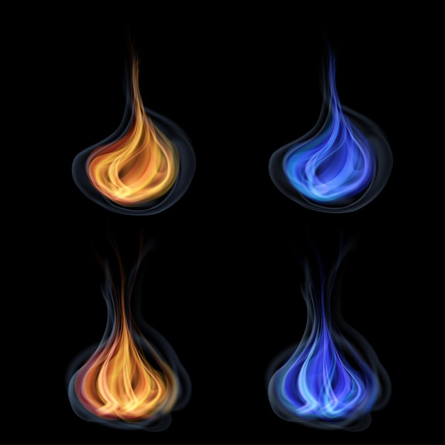 Lingue di fuoco arancioni e blu