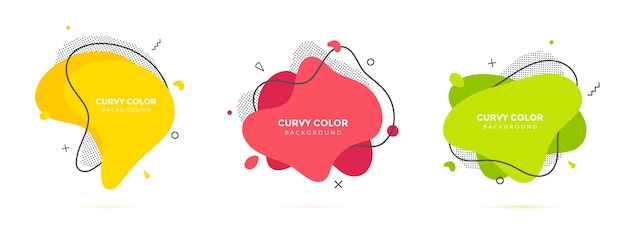 Liquido moderno ameba irregolare forma blob elementi astratti grafico design in stile piatto fluido