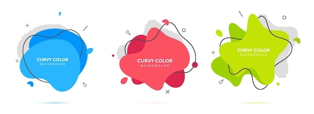 Liquido moderno ameba irregolare forma blob elementi astratti grafico design in stile piatto fluido